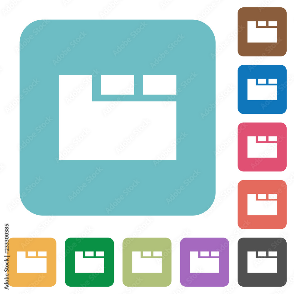 Horizontal tabbed layout active rounded square flat icons Horizontal tabbed layout active rounded square flat icons