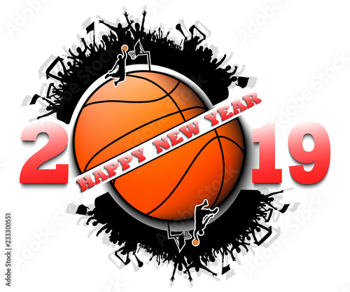 Happy new year 2019 and basketball ball © mityay_pg