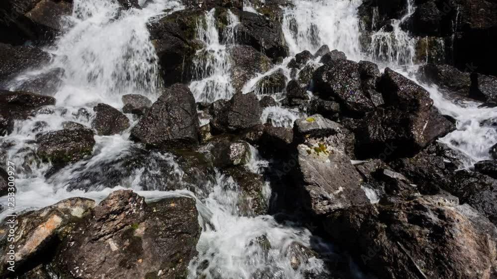 A waterfall near the village of Sorvagen on the Lofoten islands, Norway.