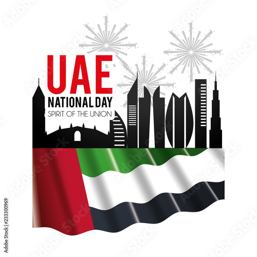 uae flag with building to celebrate national day