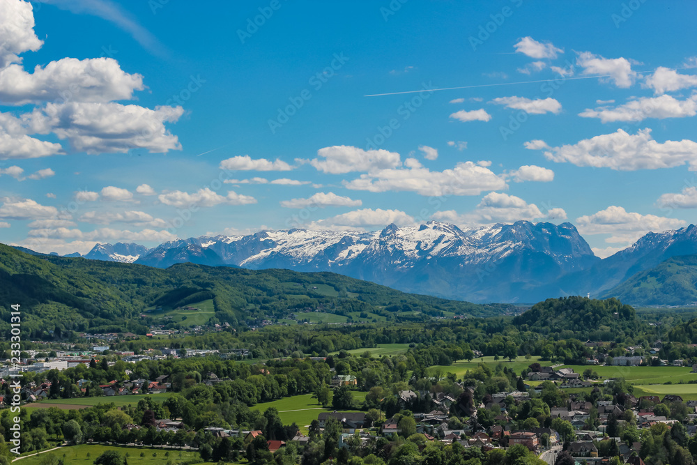 Panoramic view of Salzburg and surroundings, Austria