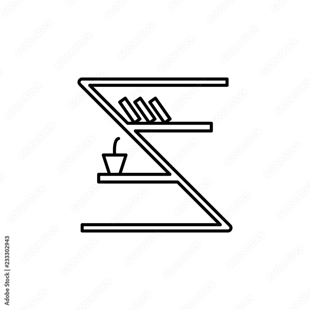 bookshelf with books icon. Element of outline furniture icon. Thin line icon for website design and development, app development. Premium icon bookshelf with books icon. Element of outline furniture icon. Thin line icon for website design and development, app development. Premium icon