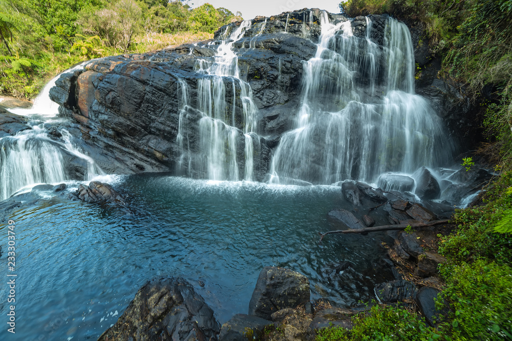 Fototapeta premium Baker's Falls in the Horton Plains National Park, waterfal Sri Lanka.