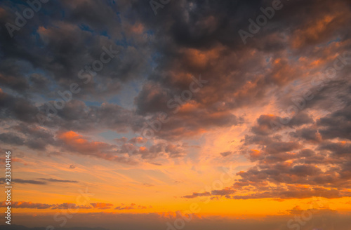 Sunset with dramatic sky background. © nuttawutnuy