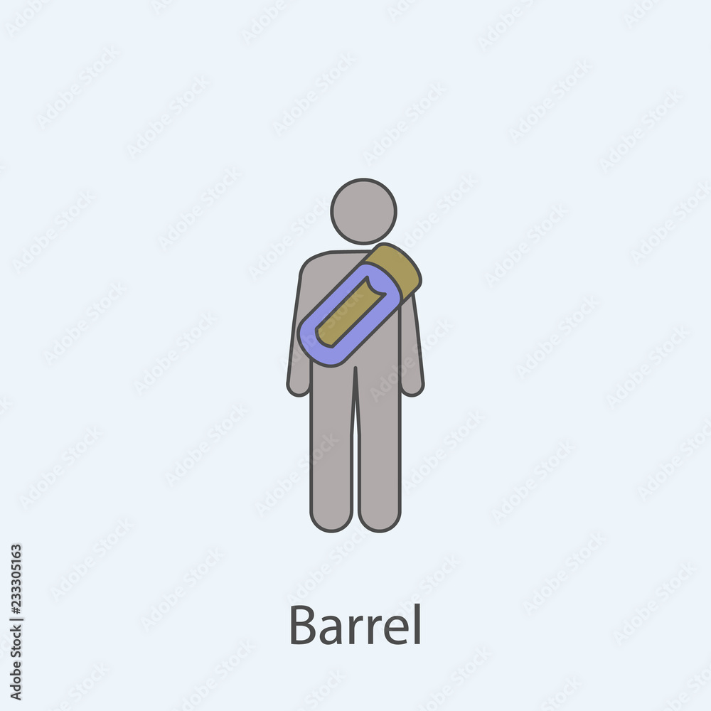 man with barrel 2 colored line icon. Simple colored element illustration. Outline symbol design from man with bag set man with barrel 2 colored line icon. Simple colored element illustration. Outline symbol design from man with bag set