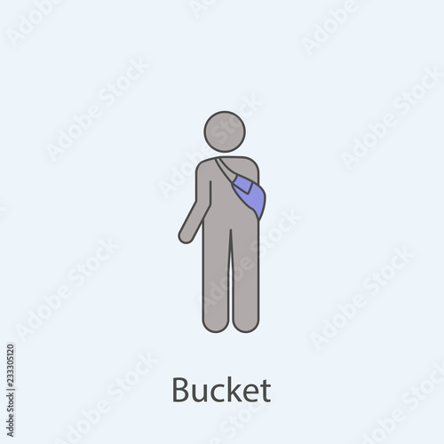 man with bucket 2 colored line icon. Simple colored element illustration. Outline symbol design from man with bag set