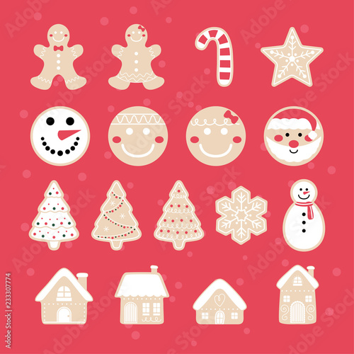 merry christmas gingerbread illustration set