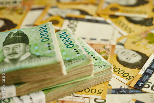 Canvas Print Korean won banknotes