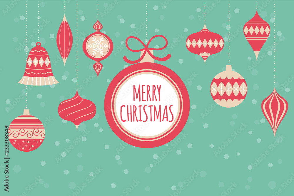 merry christmas and happy new year greeting card