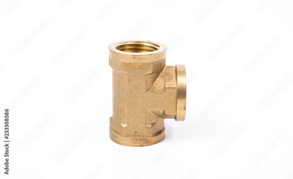 Brass water-pipe isolated on white background Brass water-pipe isolated on white background