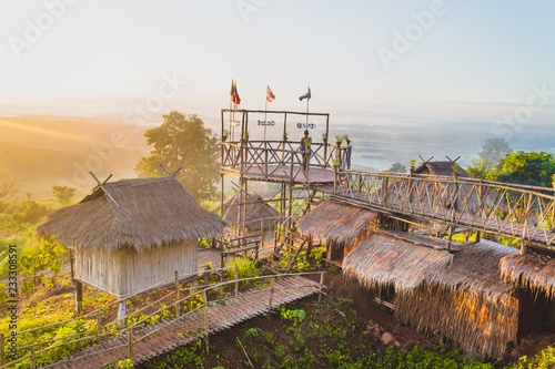 view point at Ban Doi Sa-ngo Chiangsaen Chiangrai Thailand. which includes a view of the Golden Triangle covering Thailand, Laos and Myanmar.