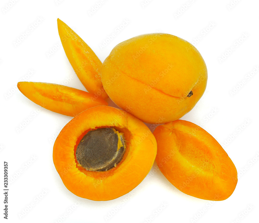 Sweet and healthy apricot on white background, fresh fruits Sweet and healthy apricot on white background, fresh fruits