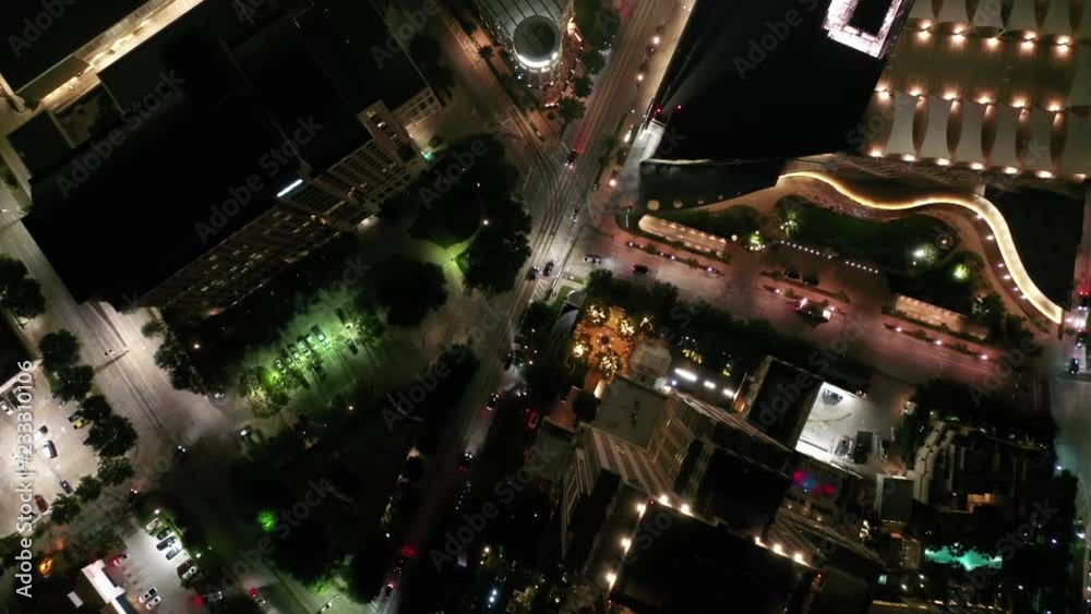 Aerial of Downtown Dallas, Texas at Night, 2018 Aerial of Downtown Dallas, Texas at Night, 2018