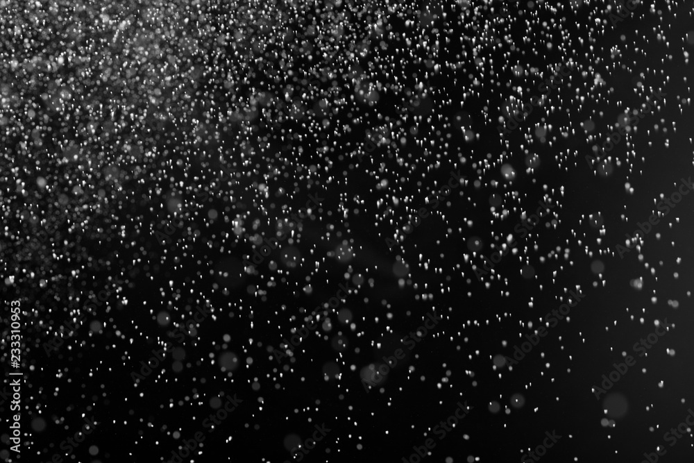 Falling Snow down On The Black Background Falling Snow down On The Black Background
