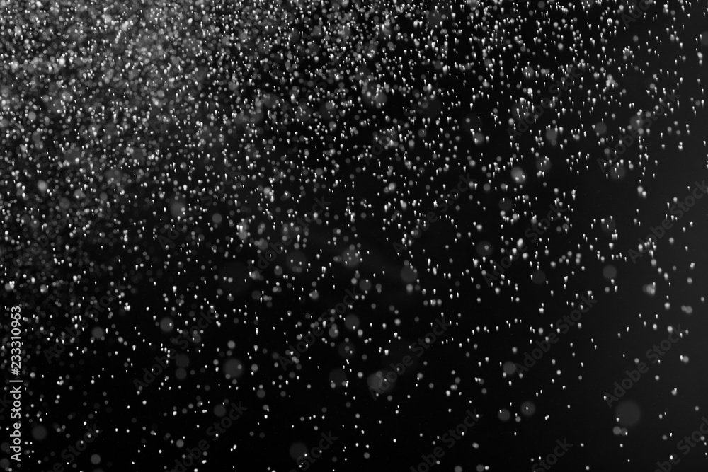 Falling Snow down On The Black Background