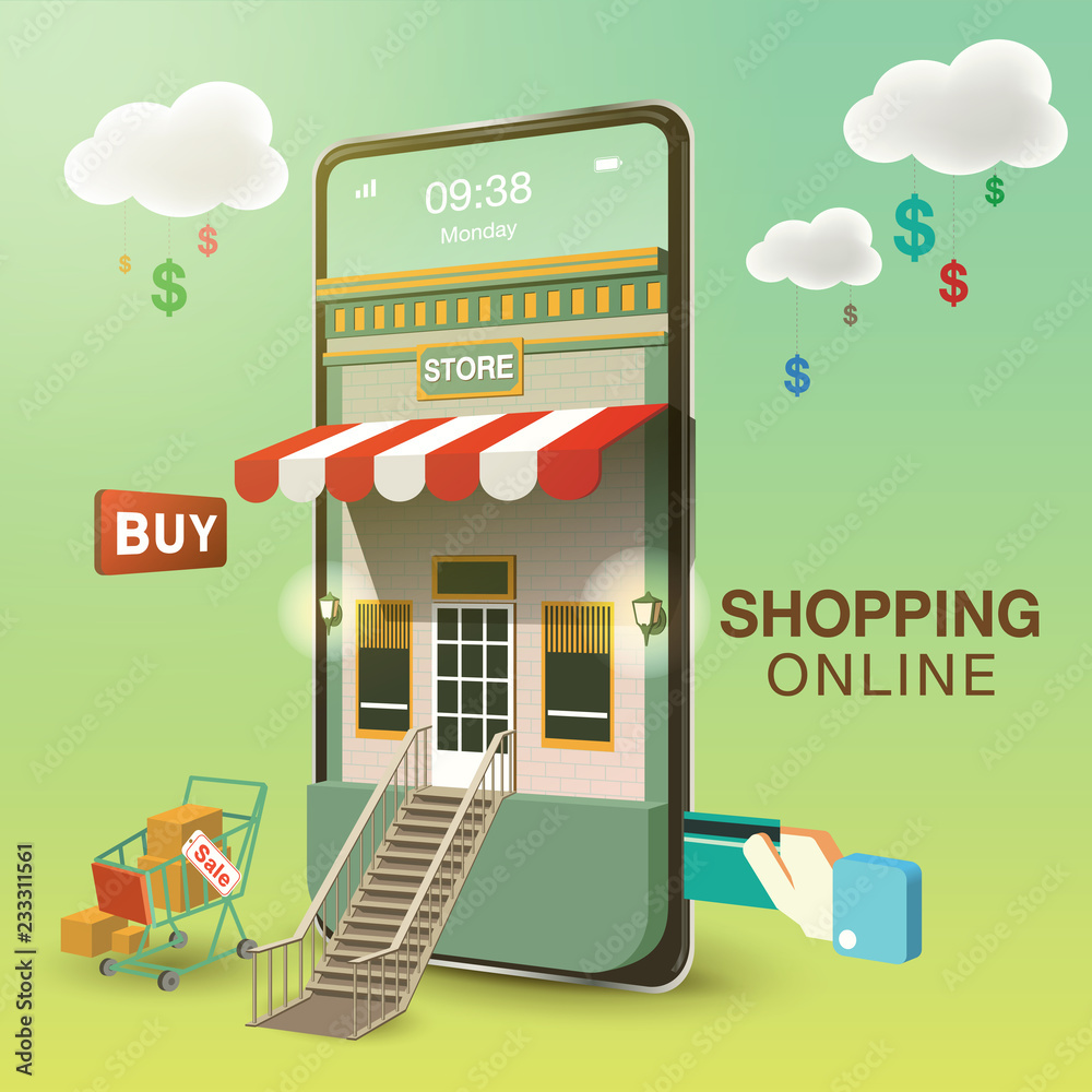 Shopping Online Mobile Phone VECTOR