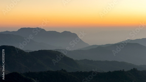 Lanscape nature beautiful sunrise on top of thailand  mountain © suphaporn