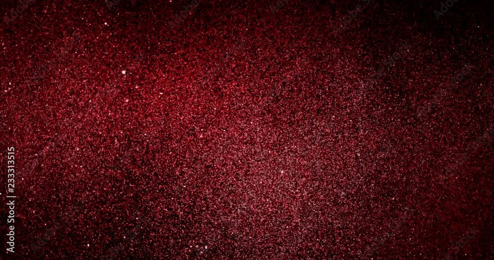 christmas red gradient sparkle glitter explosion dust particles background with bokeh flowing movement, holiday happy new year and valentine day love, relationship concept