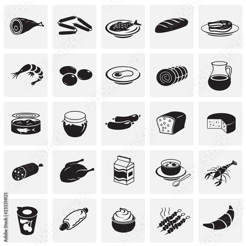 Food set on squares background icons photo