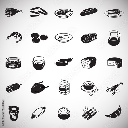 Food set on white background icons photo