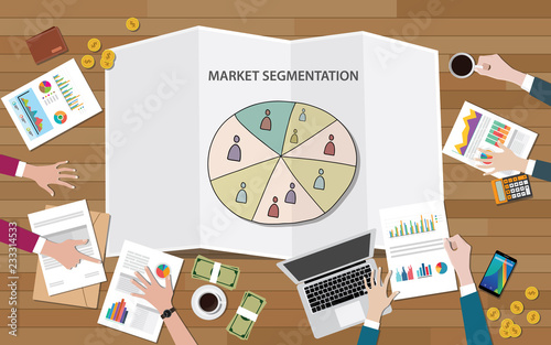 market marketing segmentation with people group on segment circle team discuss