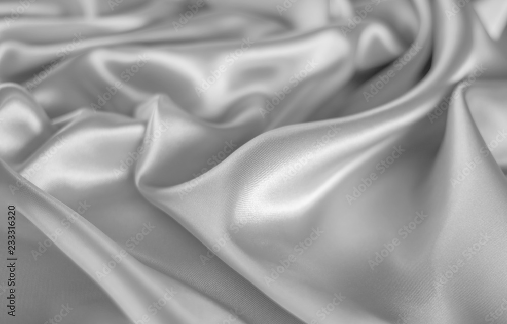 Obraz premium silk texture,bakground, luxurious satin for abstract,design and wallpaper,soft and blur style,smooth,black and white tone.Texture, background. template.fabric drapery and Solid for backs and pillows.