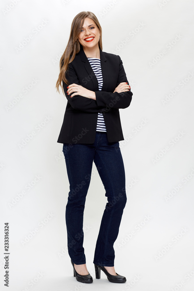 Smilng woman with crossed arms. Smilng woman with crossed arms.