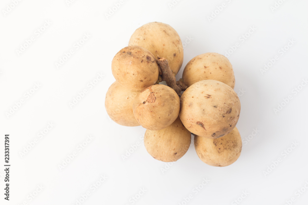 Long Gong fruit ,Lansium parasiticum on a white background Long Gong fruit ,Lansium parasiticum on a white background