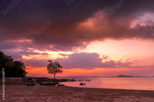 Klong Muang beach on sunset Krabi province Thailand