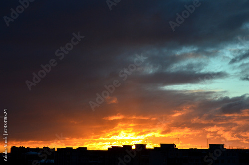 sky with clouds and sun