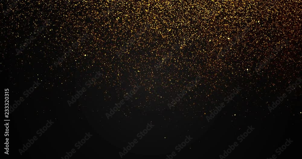 christmas golden gradient sparkle glitter gold dust particles background with bokeh flowing falling down in slow motion, holiday happy new year and valentine day love, relationship