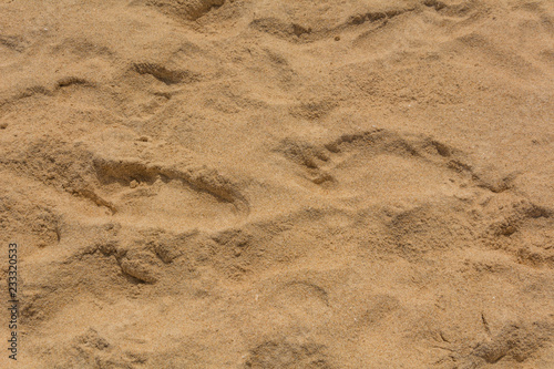 Full frame shot of sand texture on beach in summer sun.