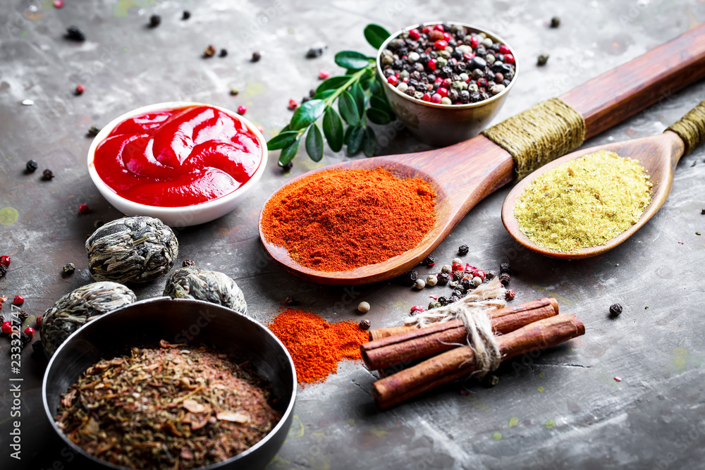Fototapeta premium Spices and condiments for food