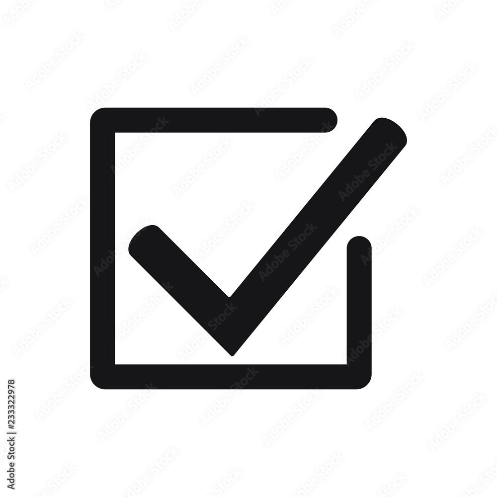 Tick icon vector symbol, checkmark isolated on white background Tick icon vector symbol, checkmark isolated on white background
