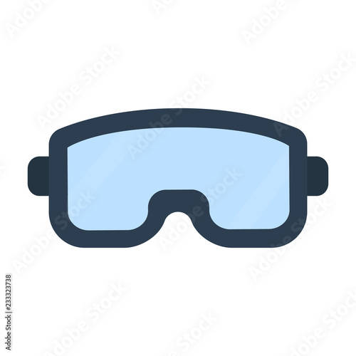 goggles icon in flat style isolated vector illustration on white transparent background. Snowboard goggles