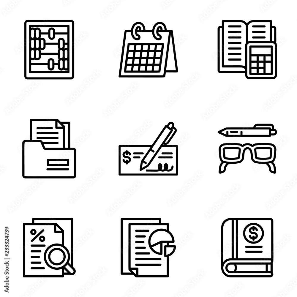 Money icon set. Outline set of 9 money vector icons for web design isolated on white background Money icon set. Outline set of 9 money vector icons for web design isolated on white background