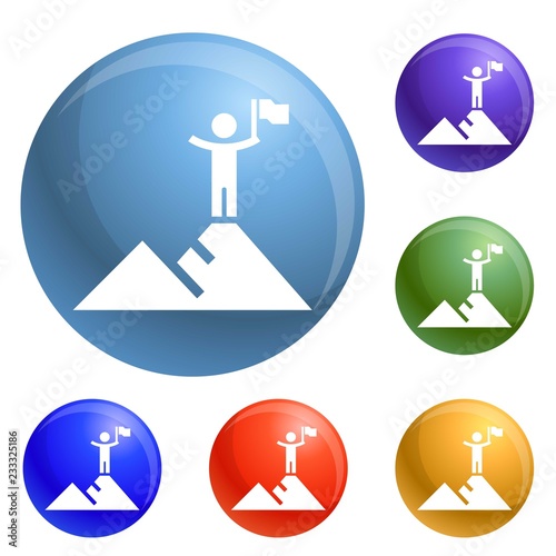 Hight political target icons set vector 6 color isolated on white background