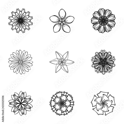 Spring flower icon set. Simple set of 9 spring flower vector icons for web design isolated on white background