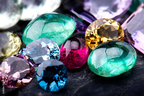 Gemstones collection jewelry set. photo
