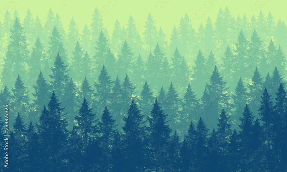 Fototapeta premium abstract background with trees and snowflakes
