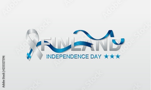 Finland independence day greeting card with tie the flag of finland. Happy birthday finland. Blue ribbon.tie. Finland Celebration. vector eps 10