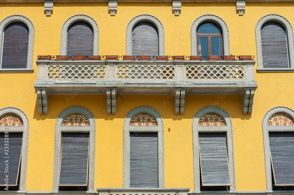 exterior of classic architecture in lake Como, Italy