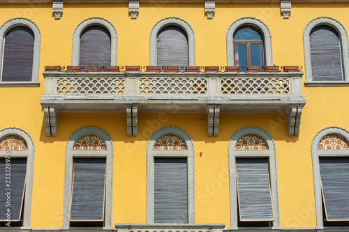 exterior of classic architecture in lake Como, Italy