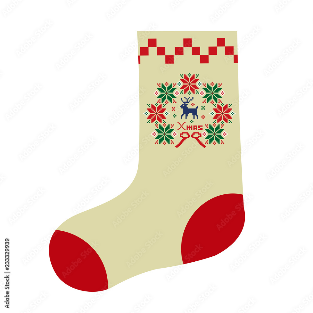 クリスマスのイメージの靴下 トナカイとxmasのイラスト クリスマスプレゼント Xmas Christmas Socks Stock Vector Adobe Stock