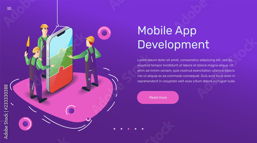 Vector app user illustration. Flat art with smartphone mobile application.