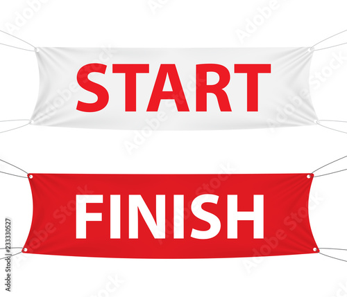 Start and Finish textile banner template.Vector Illustration