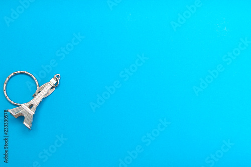 Eiffel tower model on Blue paper