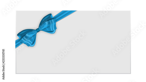 Gift Card Template with Bow and Ribbon Vector Illustration
