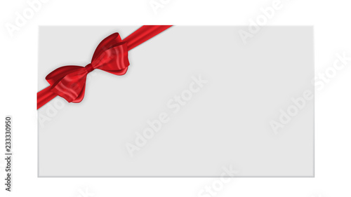Gift Card Template with Bow and Ribbon Vector Illustration