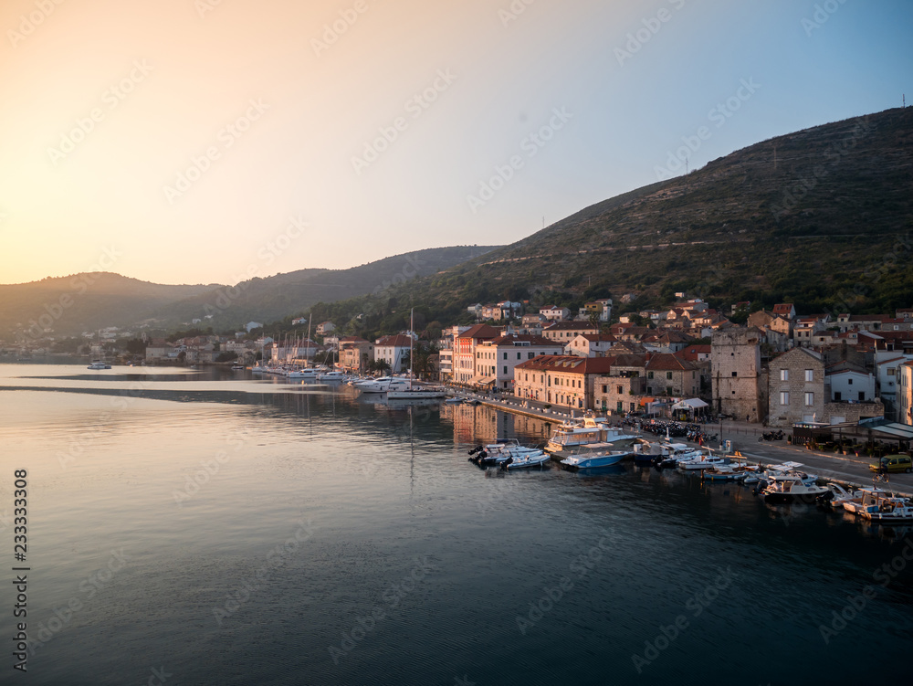 Port of city Vis on island in Croatia